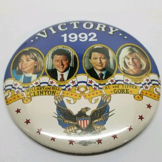 Vintage Rare 1992 Clinton & Gore Us Presidential Election Campaign Button Pin