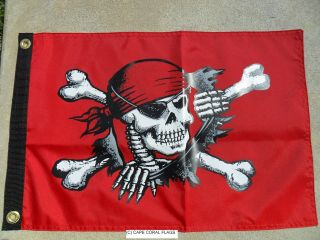 Pirate Flag 12 " X18 " Break Out Pirate Double Sided Nylon Boat/motorcycle