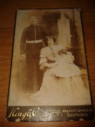 Victorian Cabinet Card.  Officer,  Wife & Child.  [portsmouth Interest] [10]