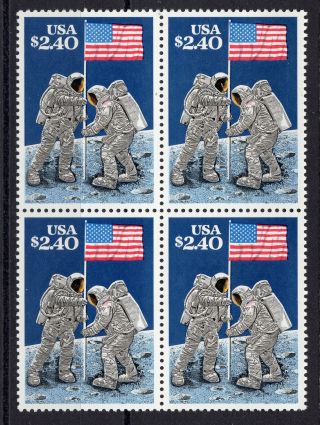 First Moon Landing Apollo 11 Us Postage Stamp Block Of 4