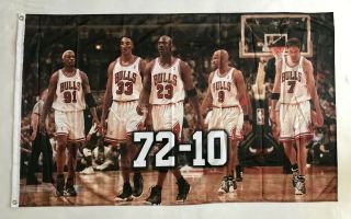 Chicago Bulls 72 - 10 3ftx5ft Flag Banner Collectible Item Limited Edition Jordan