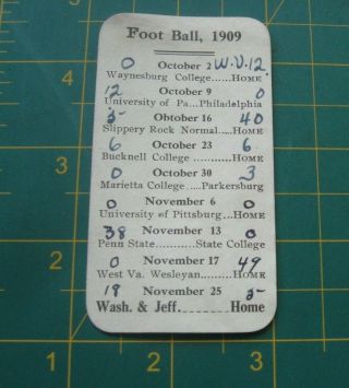 Vintage West Virginia University Wvu 1909 Football Schedule National Bank Card