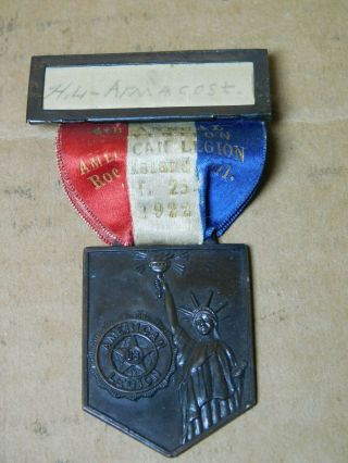 Vintage American Legion 4th Annual Convention Medal 1922 Rock Island Illinois