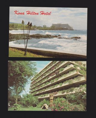 The Kona Hilton Hotel Building Village Of Kailua - Kona Hawaii 2 - Vintage Postcards