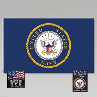 Usa Made Official Us Navy Naval Seal Emblem Crest 3x5 - Poly Flag Banner