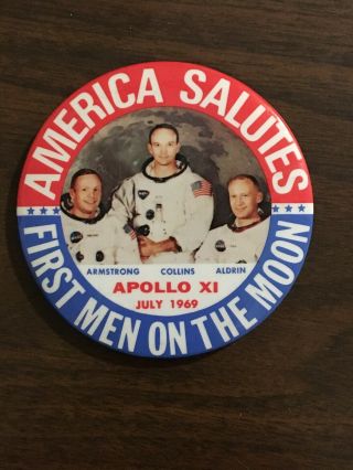 First Men On The Moon Apollo 11 July 1969 Armstrong America Salutes Pin