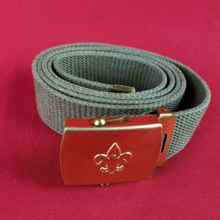 46 " Boy Scouts Of America Green Textile Adjustable Belt With Brass Buckle