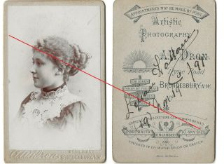 Cdv Victorian Photograph Identified Woman By A.  W.  Dron,  Brondesbury,  London.
