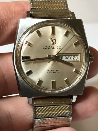 Vintage Men ' s 1968 Local 701 Union Automatic Wrist Watch Runs,  Swiss,  DESTA 2
