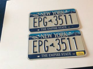 Vintage York State Blue & White License Plates - (epg - 3511)