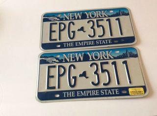 Vintage York State Blue & White License Plates - (EPG - 3511) 3