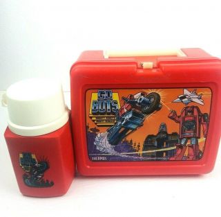 Go Bots 1984 Mighty Robots Red Plastic Lunch Box With Thermos Tonka Corp