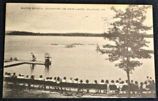 Water Sports Sagamore On Twin Lakes Milford Pennsylvania Pa Postcard Pc 1943