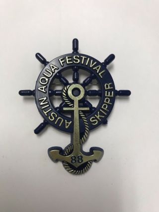Vintage 1988 Austin Aqua Fest Festival Skipper Pin - Texas