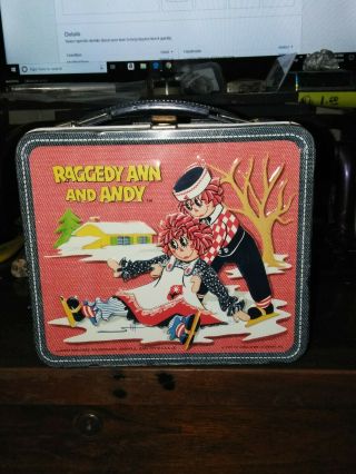 Vintage Raggedy Ann And Andy Metal Lunchbox - Ice Skating/down On The Farm