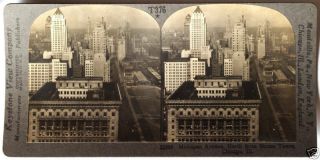Keystone Stereoview Michigan Avenue,  Chicago,  Il From 1930’s T400 Set Version A