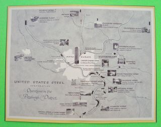 rare 1958 BICENTENNIAL SALUTE TO PITTSBURGH BROCHURE by U.  S.  STEEL CORP w/ ENVL 4