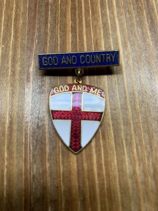 Boy Scout God And Country Protestant Religious Award Vintage Medal Bsa Pin