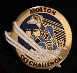 Molson Ski Challenge Skiing Pin Badge Beer Souvenir Travel Humorous Skier