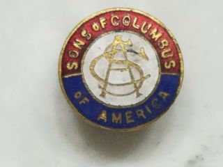 Vintage Sons Of Columbus America Lapel Pin Enamel Screwback