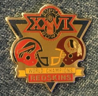 Washington Redskins Lapel Pin Bowl 26 Xxvi World Champions Nfl Football
