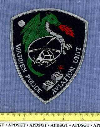 Warren Aviation Unit Michigan Sheriff Police Patch Helicopter Dragon Full Moon