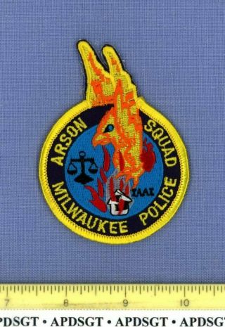 Milwaukee Arson Squad Wisconsin Sheriff Fire Police Patch Flames Shape