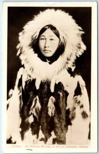 Rppc Alaska,  Ak Eskimo Woman Obleka In Native Costume C1930s - 40s Postcard