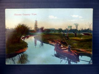 China Postcard Chinese Countryside With Boat And Pagoda Waf Bp194