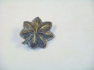 Vintage Sterling Silver Major Oak Leaf Military Rank Insignia Pin Us Army