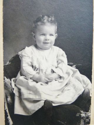 Antique Cabinet Card Photo Cute Cute Infant Toddler Girl Very Happy Olivia Mn