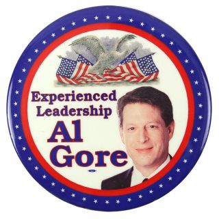 2000 Al Gore Experienced Leadership 3 " Presidential Campaign Pinback Button