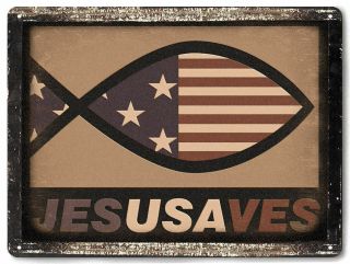 Jesus Saves Flag Metal Sign Usa Patriotic Religious Vintage Style Wall Decor 653