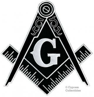 Black Large Masonic Embroidered Patch Iron - On Freemason Square Compass Mason