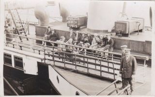 Old Photo Men Sailor Uniform Women Paddle Steamer Bournemouth Emporer 1930s Oc2