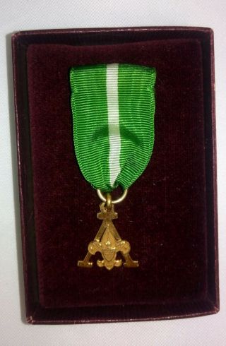 Vintage Boy Scout Training Award Medal Green Ribbon Scout Leader Pin