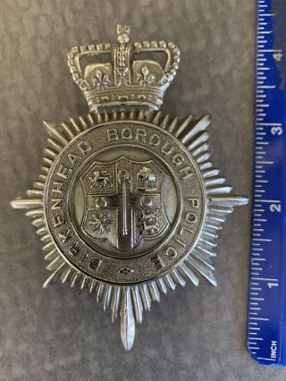 Antique Obsolete British Birkenhead Borough Police Badge Uniform Helmet Plate