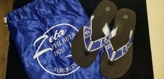 Zeta Phi Beta Sorority Flip Flops With Satin Bag Size 8 - 12