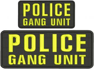 Police Gang Unit Embroidery Patch 4x10 And 3x6 Hook Yellow
