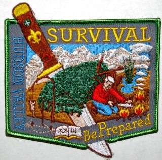 Hudson Valley Council (ny) Survival Course Pocket Patch Bsa Green / Be Prepare