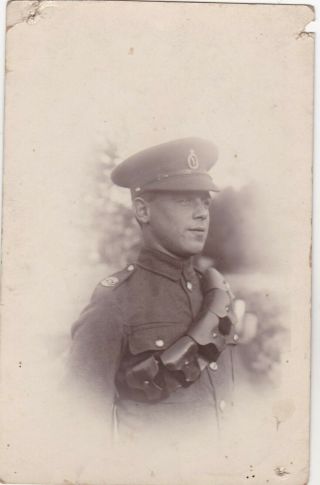 Old Photo Man Soldier Military Uniform Artillery Belt Named Kite 1920s F2