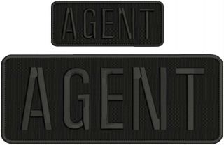 Agent Embroidery Patch 4x10 And 2x5 Hook On Back Black