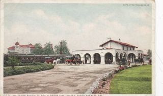 Santa Barbara,  Ca,  Southern Pacific Railroad Station W.  Horses/carriages For Lg Grp