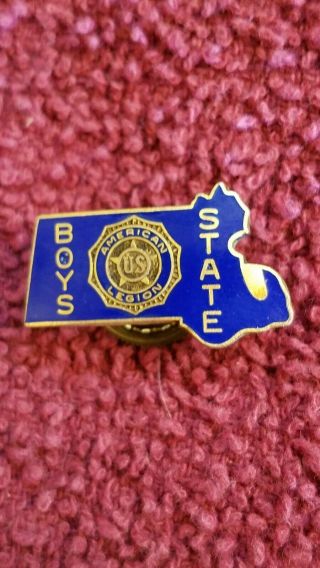 Vintage Massachusetts American Legion Boys State Enamel Screw Back Pin
