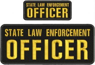 State Law Enforcement Officer Embroidery Patches 4x10 And 2x5 Hook O Gold Lett