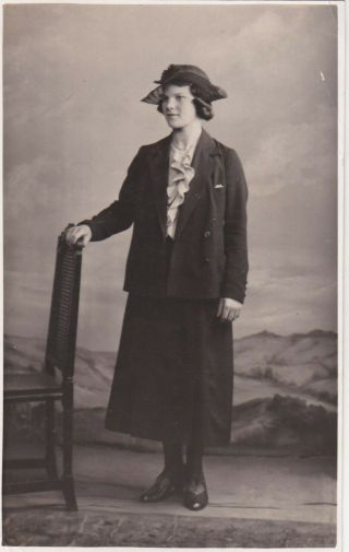 Old Photo Woman Glamour Fashion Suit Hat Rotherham Named Smith W4