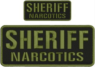 Sheriff Narcotics Embroidery Patch 4x10 And 2x5 Hook Od Green Border
