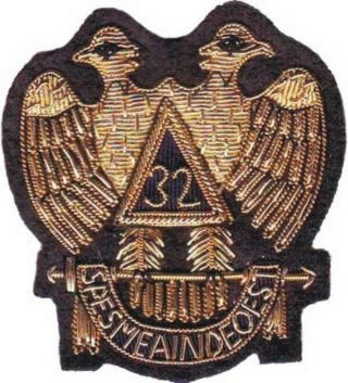 Masonic Aasr Scottish Rite 32 Degree Emblem Patch Hand Embroidered (me - 083)