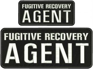 Fugitive Recovery Agent Embroidery Patch 4x10 And 2x5 Hook On Back Blk/white