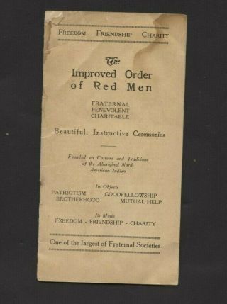 Vintage The Improved Order Of Red Men Pamphlet 16 Pages Dated 1918 See Pic